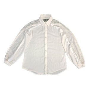 Eva Mendes New York Blouse Size S Womens White Satin Look Floral Lace Sheer